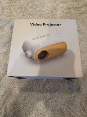 Compact Portable Video Projector - White & Yellow Accent